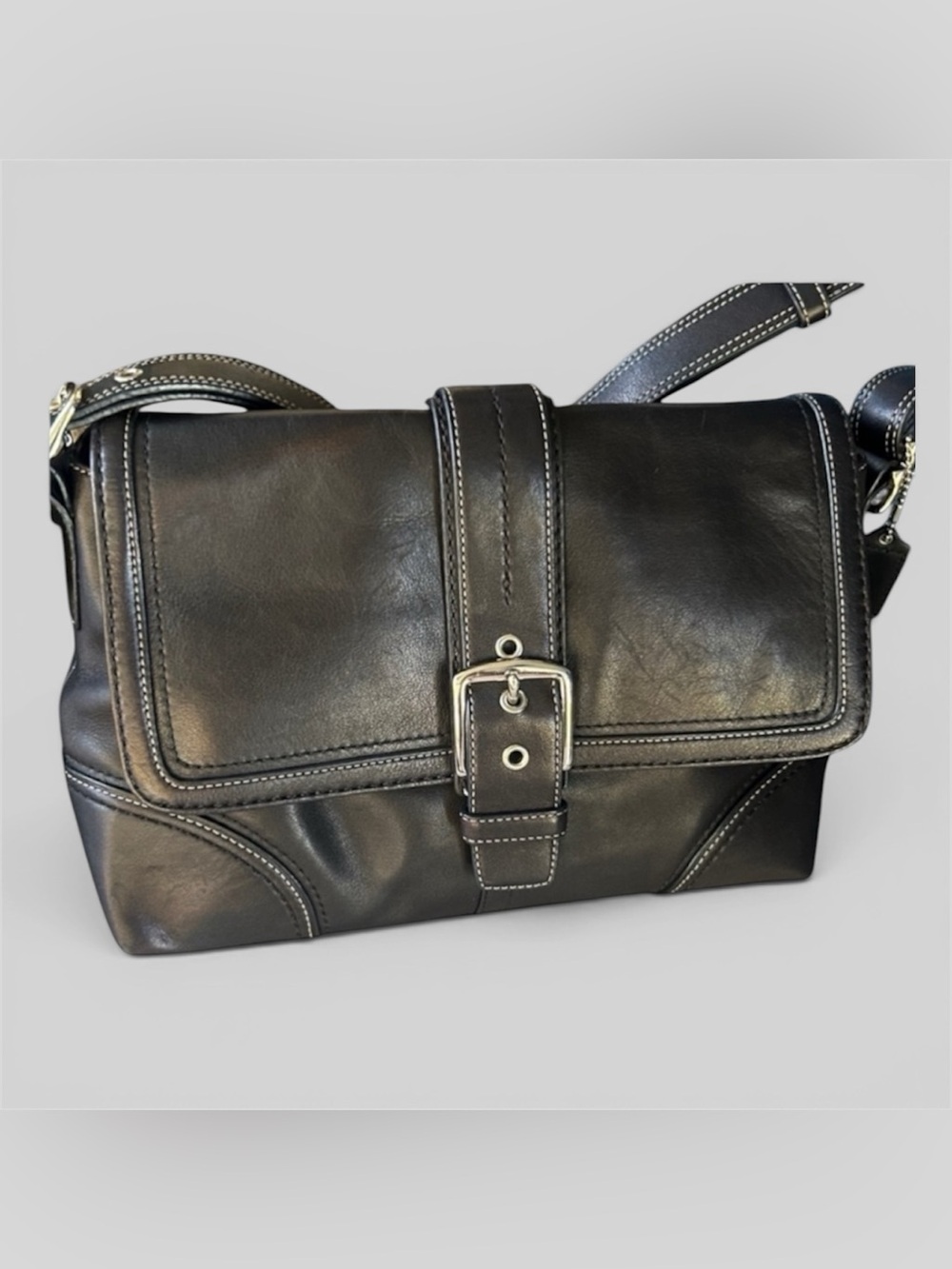 Coach Hampton elegant black leather buckle bag y2k F1260 hobo